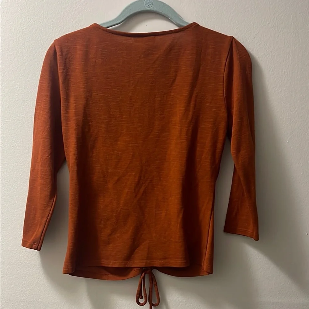 A. Byer Women's Rust Ruched Top - Picture 3 of 3